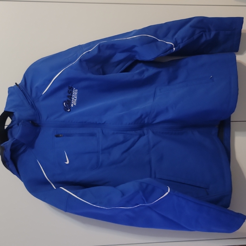 Nike UMass Boston Blue Waterprood Fleece Lined Jacket with Removable Hood